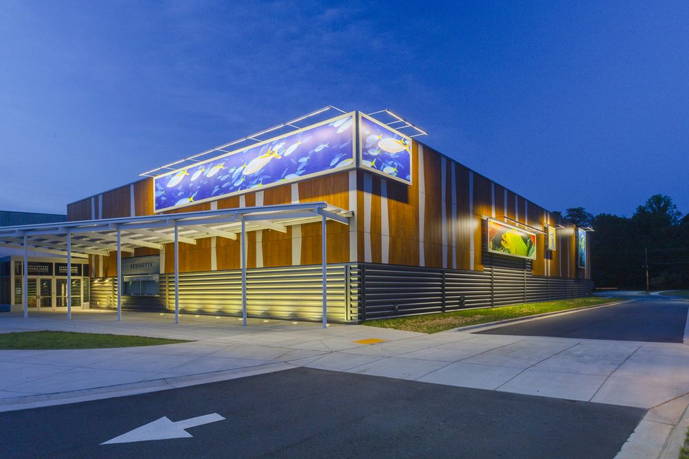 Greensboro Science Center at dusk